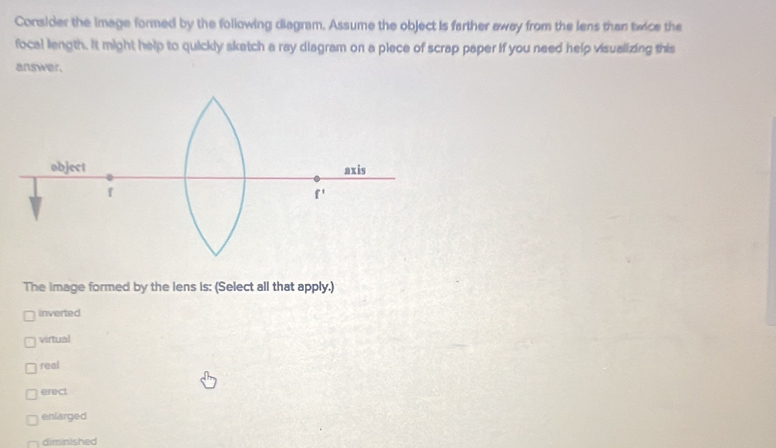 Solved: Consider the image formed by the following diagram. Assume the ...