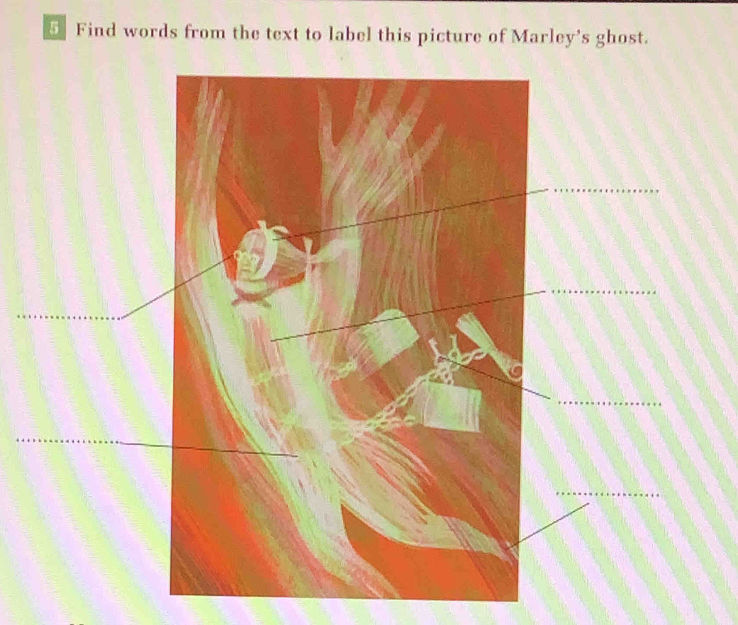 Find words from the text to label this picture of Marley's ghost.