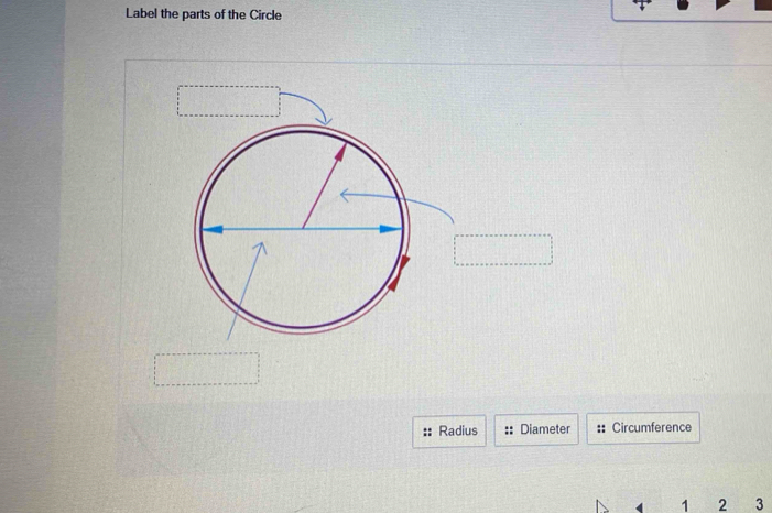 Solved: Label the parts of the Circle Radius Diameter Circumference 1 2 ...
