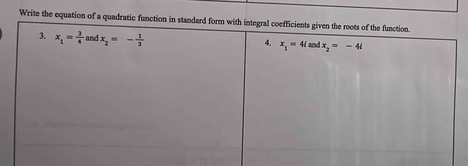 Write the equation of a quadratic functio