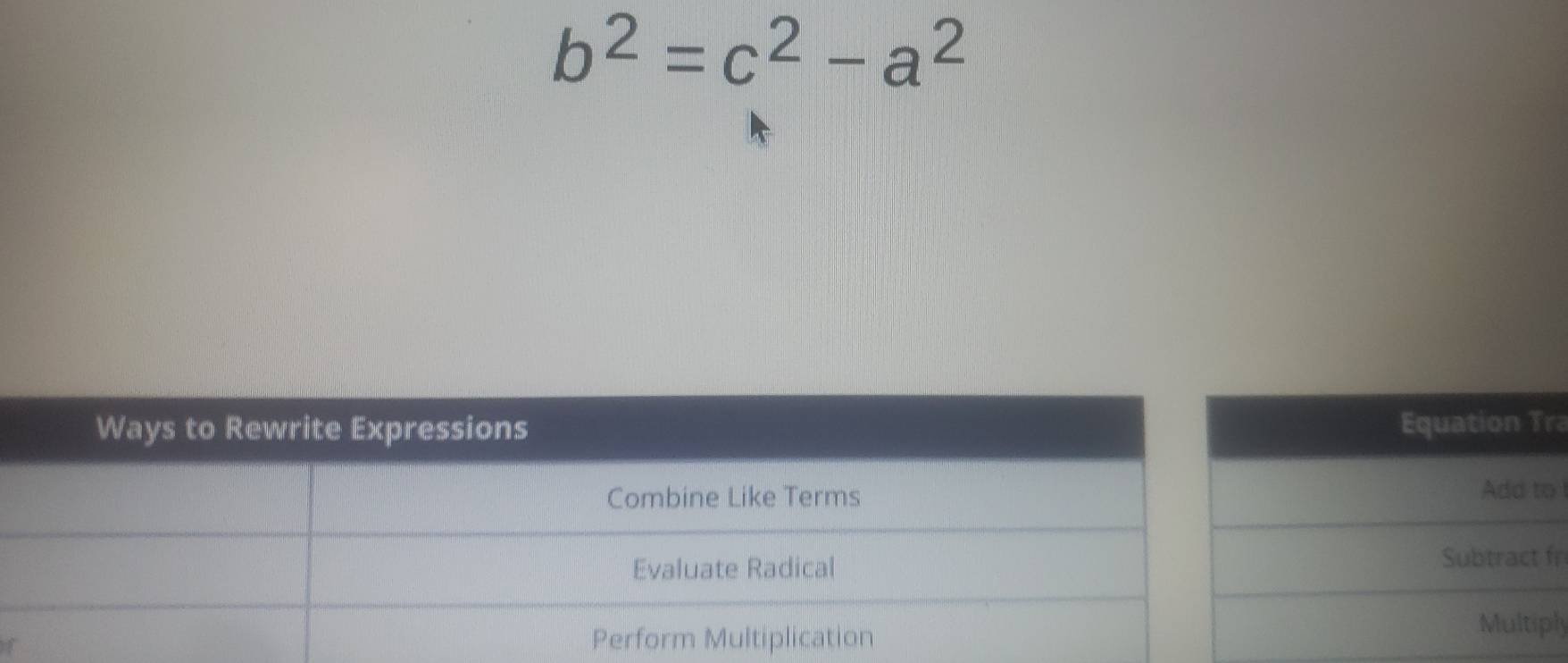 b^2=c^2-a^2
ra 
o 
fr 
ly