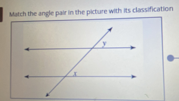 Match the angle pair in the picture with its classification