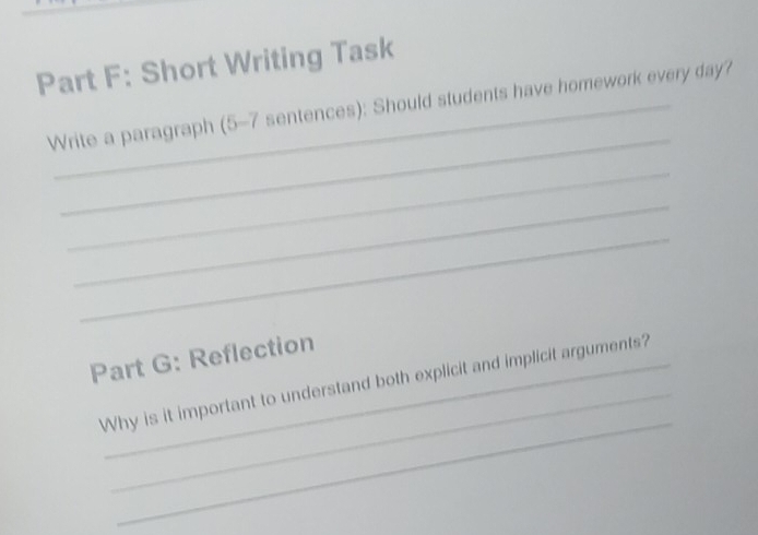 Solved: Short Writing Task _ Write a paragraph (5-7 sentences): Should ...
