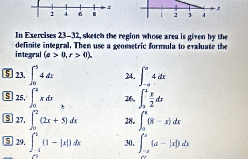 Solved: x 1 2 3 4 In Exercises 23-32, sketch the region whose area is ...