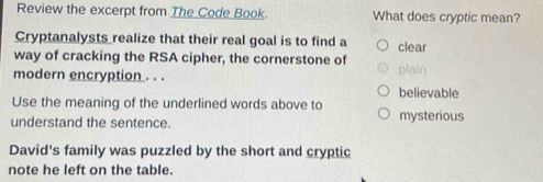 Solved: Review the excerpt from The Code Book. What does cryptic mean ...
