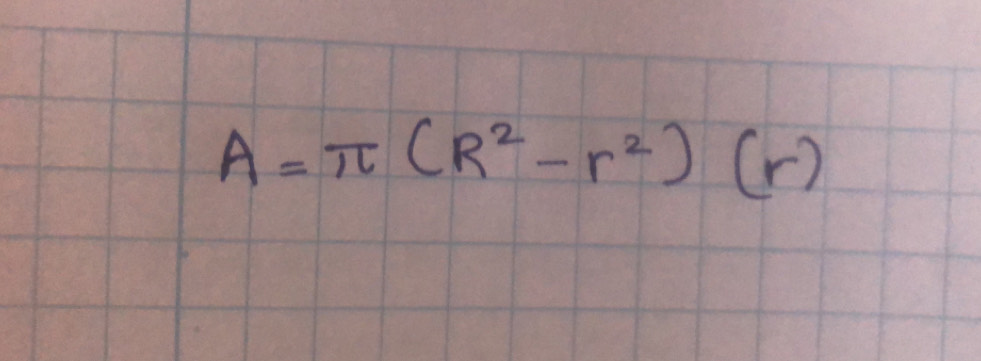 A=π (R^2-r^2)(r)