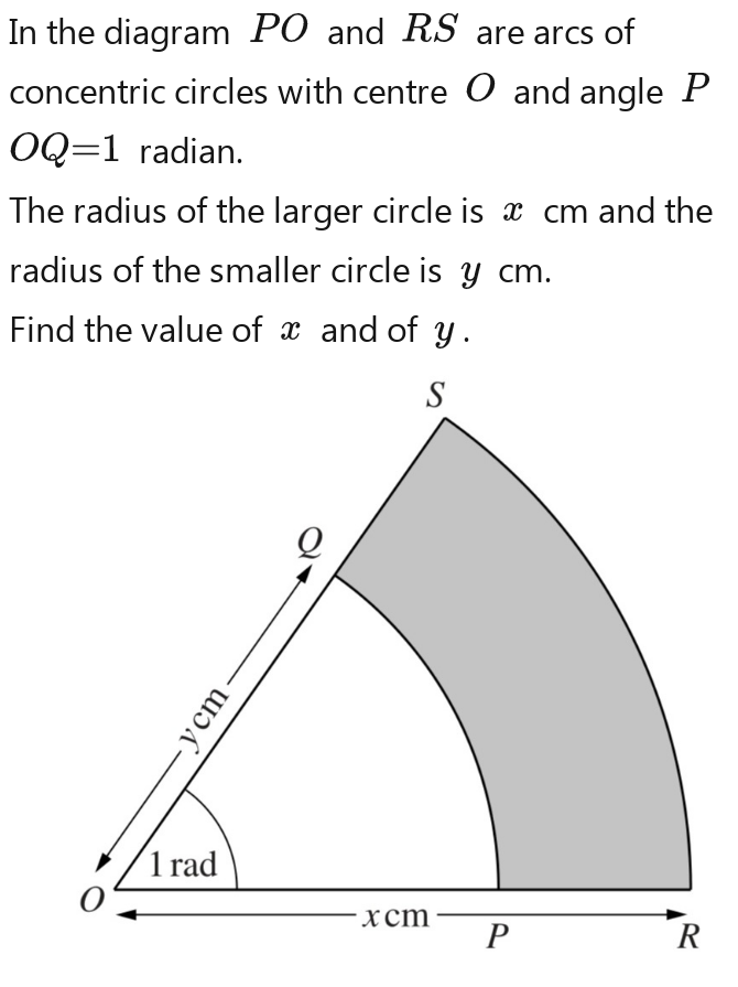 Solved: In the diagram PO and RS are arcs of concentric circles with ...