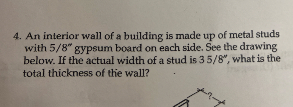 Solved: An interior wall of a building is made up of metal studs with 5 ...