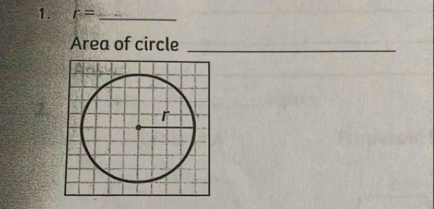 r= _ 
Area of circle_