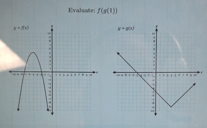 Evaluate: f(g(1))
r