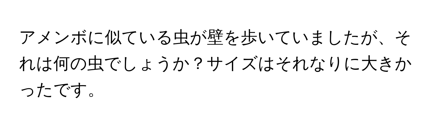 アメンボに似ている虫が壁を歩いていましたが、それは何の虫でしょうか？サイズはそれなりに大きかったです。