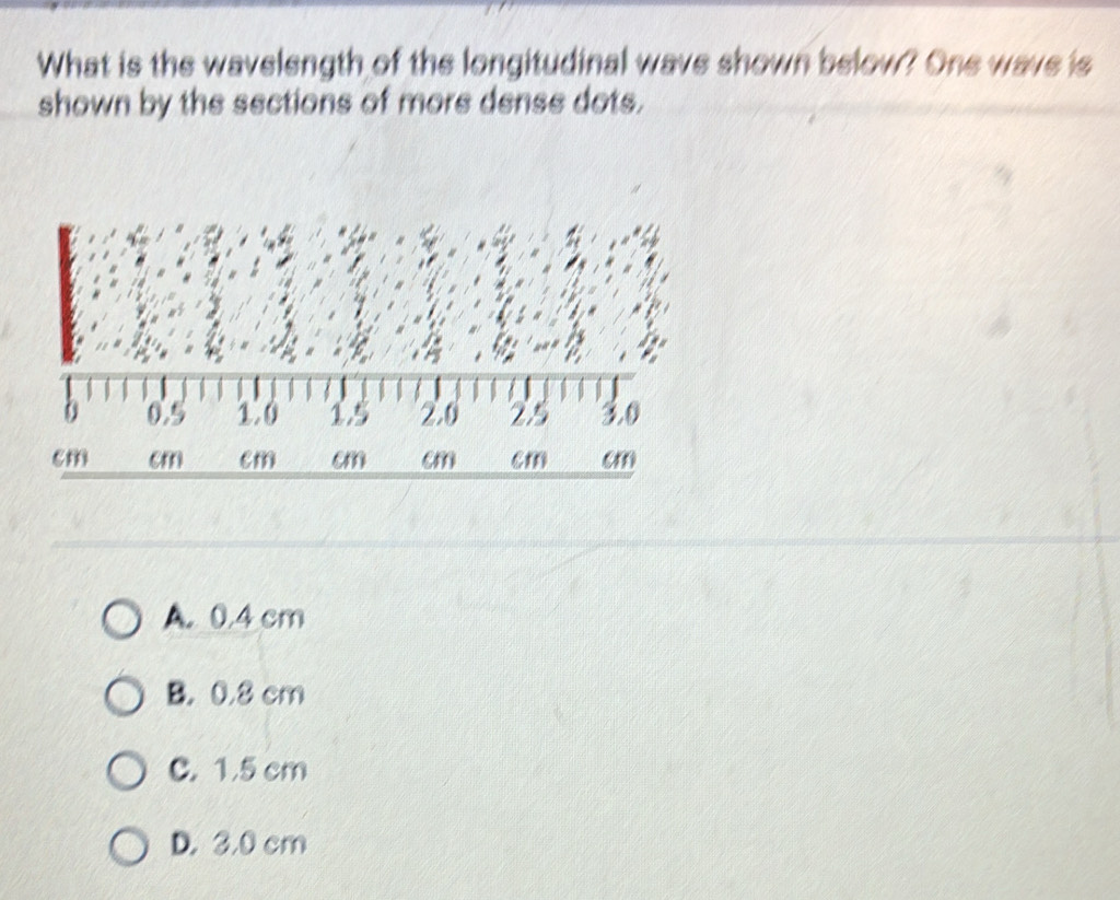 Solved: What is the wavelength of the longitudinal wave shown below ...