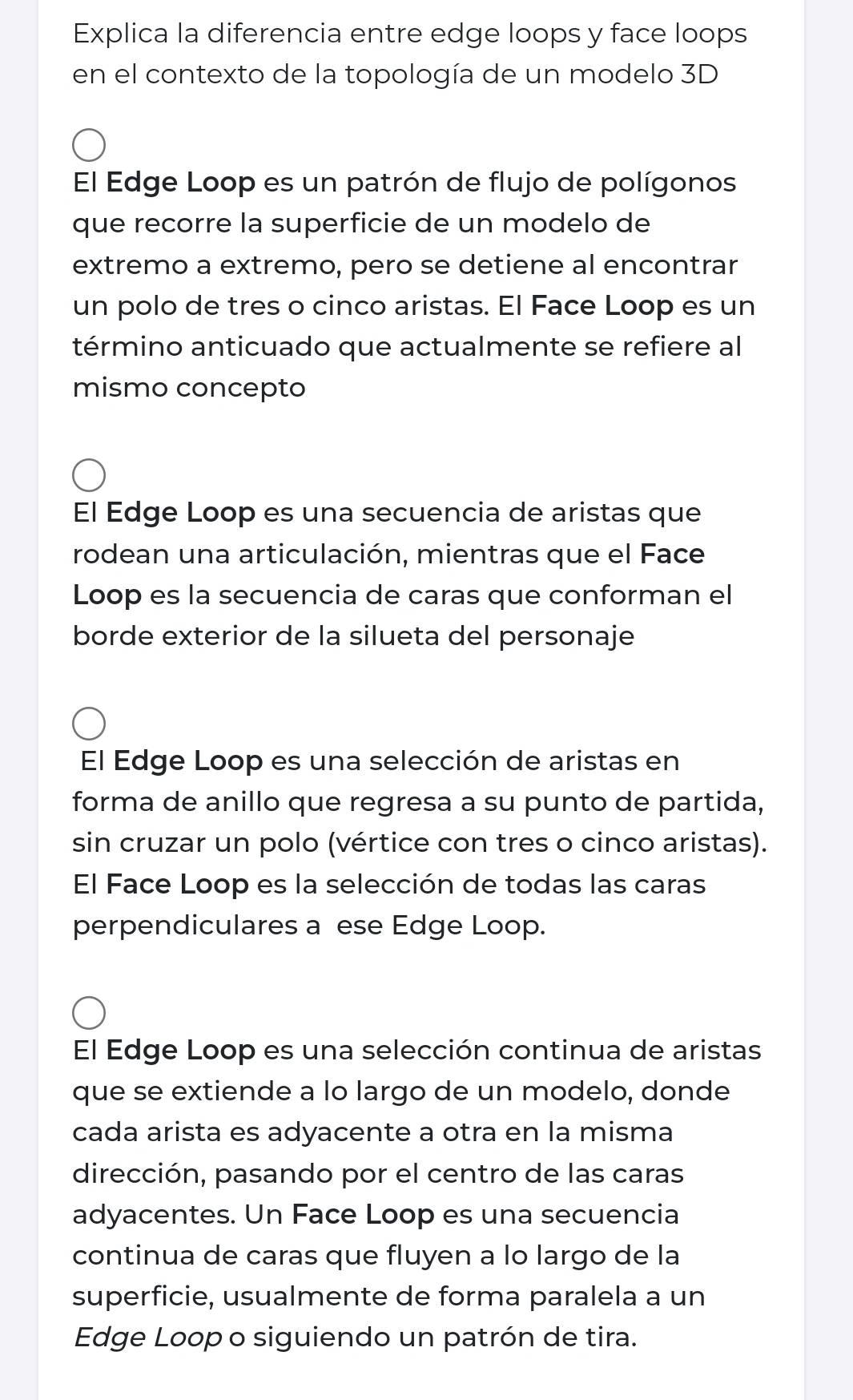 Resuelto:Explica la diferencia entre edge loops y face loops en el ...