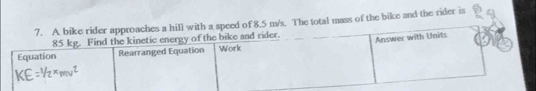 The total mass of the bike and the rider is