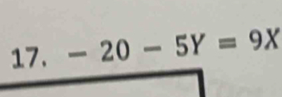 -20-5Y=9X