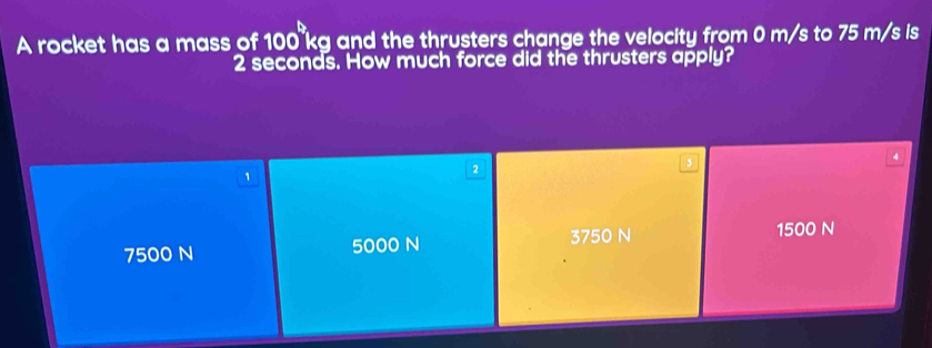 Solved: A rocket has a mass of 100 kg and the thrusters change the ...