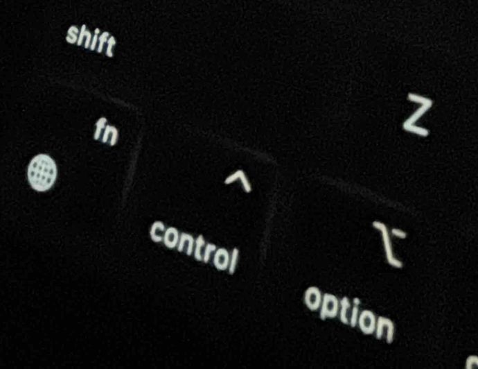 shift
fn
2
control
a I
option