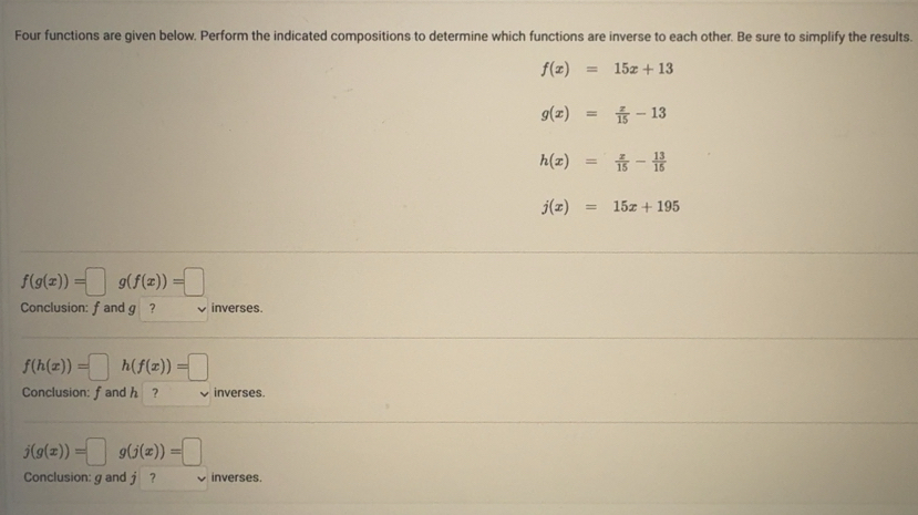 Solved: Four functions are given below. Perform the indicated ...