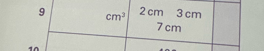 9 2 cm 3 cm
cm^3
7 cm
10