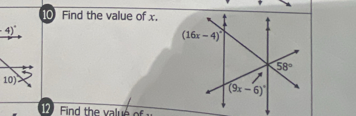 Find the value of x.
12 id th e  v