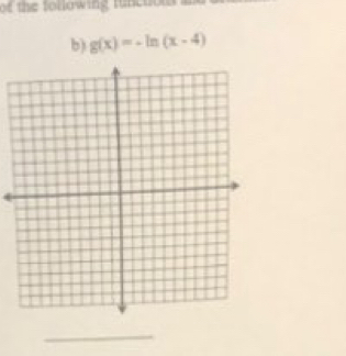 of the following function 
b) g(x)=-ln (x-4)
_