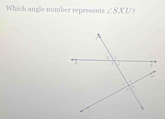 Which angle number represents ∠ SXU ?