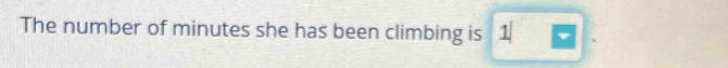 The number of minutes she has been climbing is 1