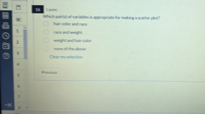 Solved: peint Which pair(s) of variables is appropriate for making a ...