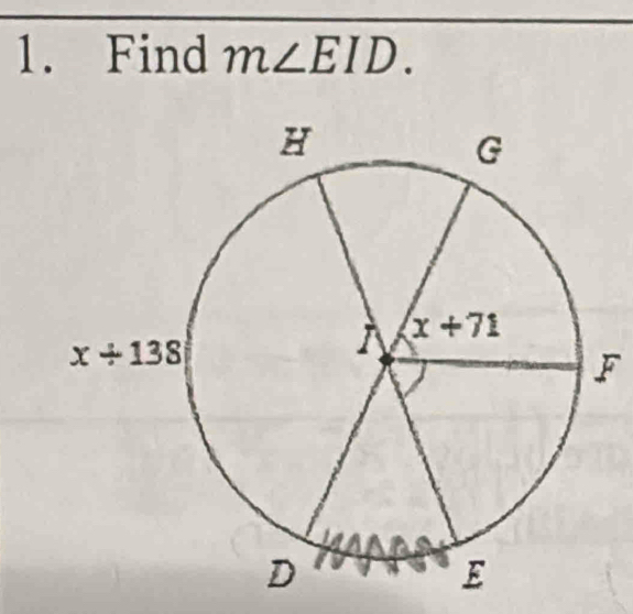 Find m∠ EID.
F