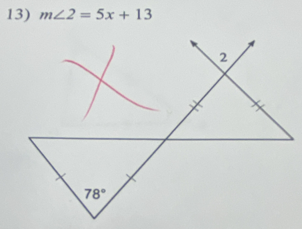 m∠ 2=5x+13