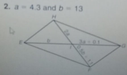 a=4.3 and b=13