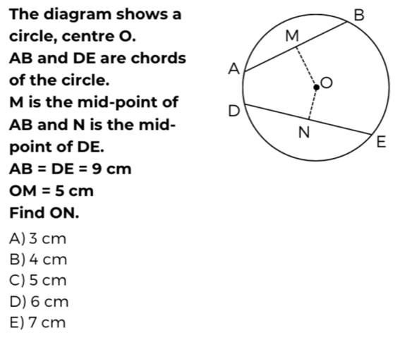 Solved: The diagram shows a circle, centre O. AB and DE are chords of ...