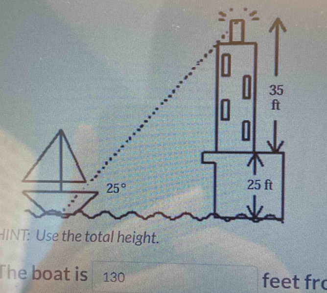 The boat is 130 feet fro