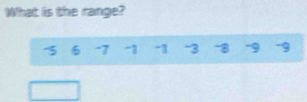 What is the range?
-5 6 -7 -1 -1 -3 -8 -9 -9