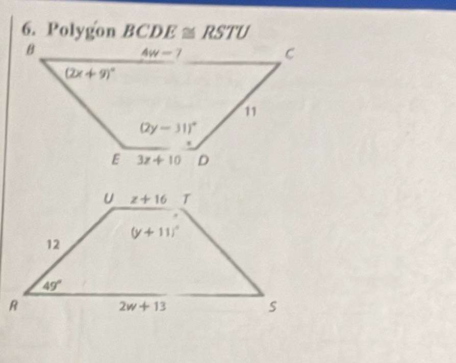 Polygon BCDE ≌ RSTU