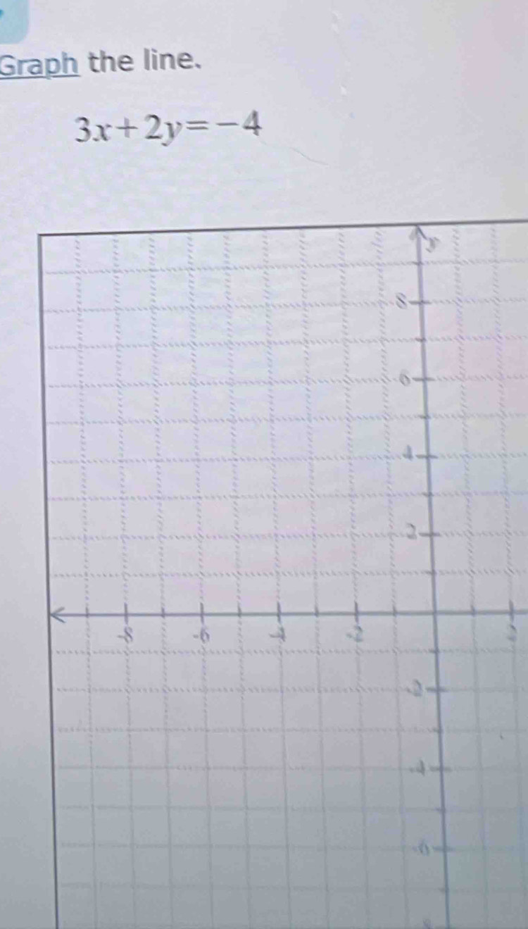 Graph the line.
3x+2y=-4