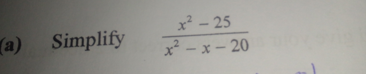 Simplify  (x^2-25)/x^2-x-20 