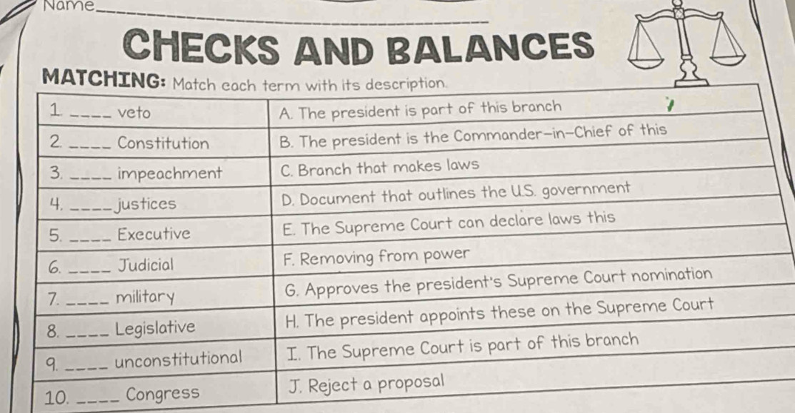 Name_ 
CHECKS AND BALANCES 
10. _