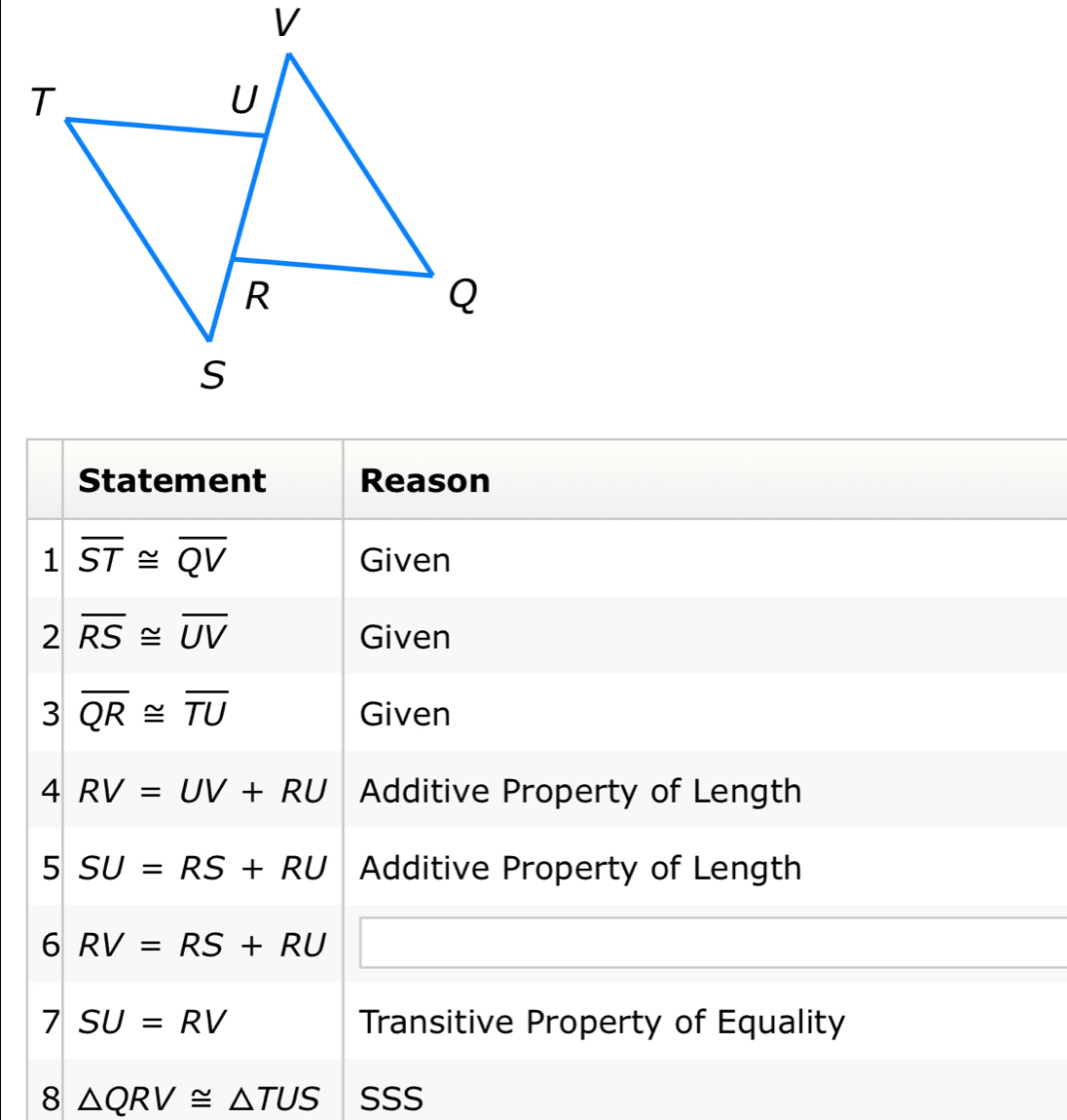 8 △ QRV≌ △ TUS SSS