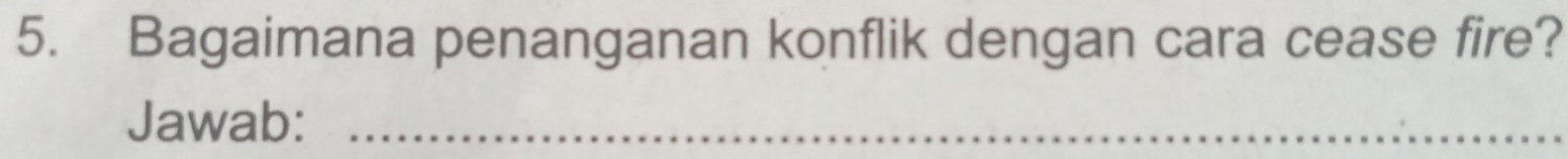 Bagaimana penanganan konflik dengan cara cease fire? 
Jawab:_