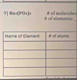 Ba_3(PO_4)_2 # of molecules 
# of elements:_