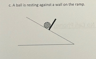 A ball is resting against a wall on the ramp.