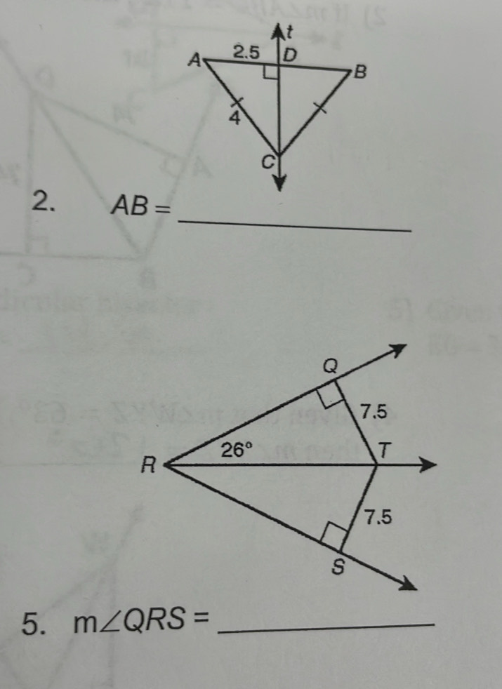 AB=
5. m∠ QRS= _