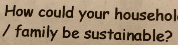 How could your househol 
/ family be sustainable?