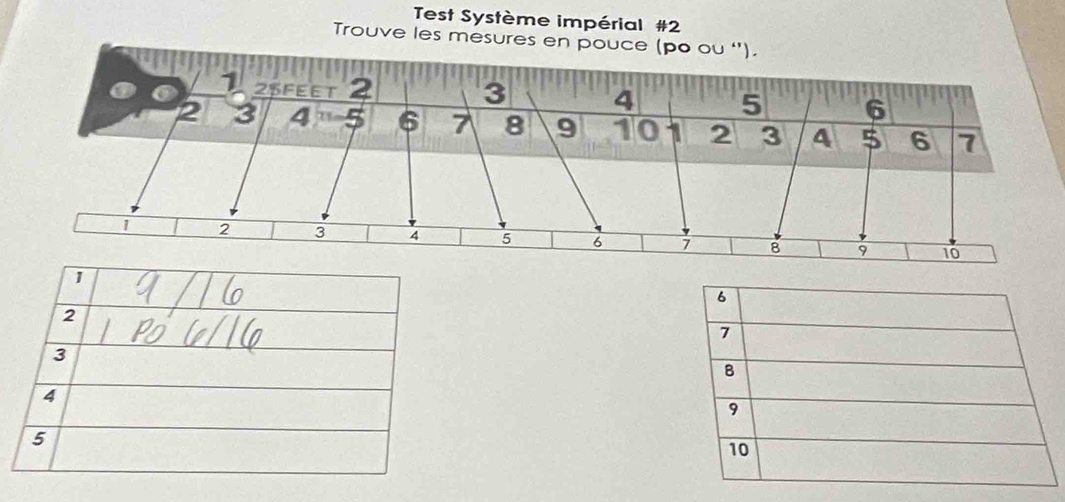 Test Système impérial #2 
Trouve les mesures en