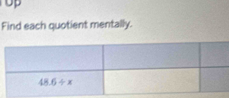 up
Find each quotient mentally.