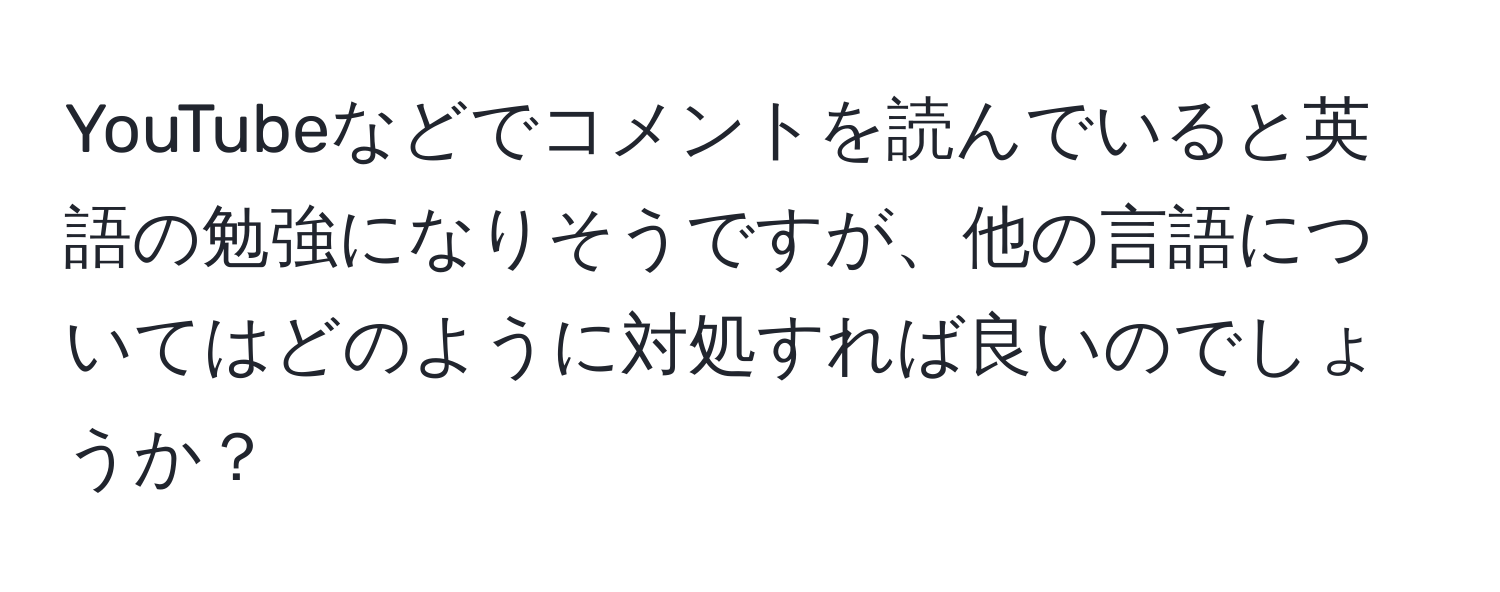 YouTubeなどでコメントを読んでいると英語の勉強になりそうですが、他の言語についてはどのように対処すれば良いのでしょうか？