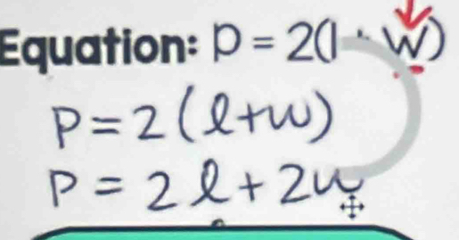 Equation: p=2(l*w)