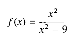 f(x)= x^2/x^2-9 