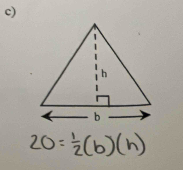 20= 1/2 (b)(h)